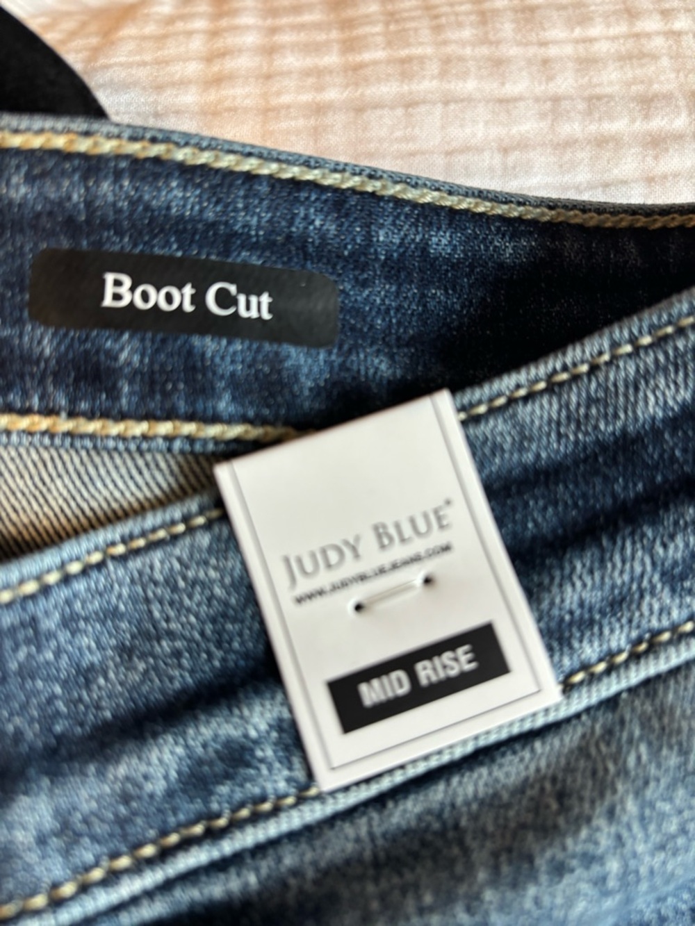 Judy Blue Dark Blue Mid Rise Distressed Bootcut Jeans - Picture 4 of 5